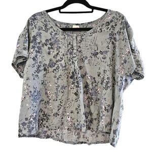 POETRY Linen Abstract Print Top US 14